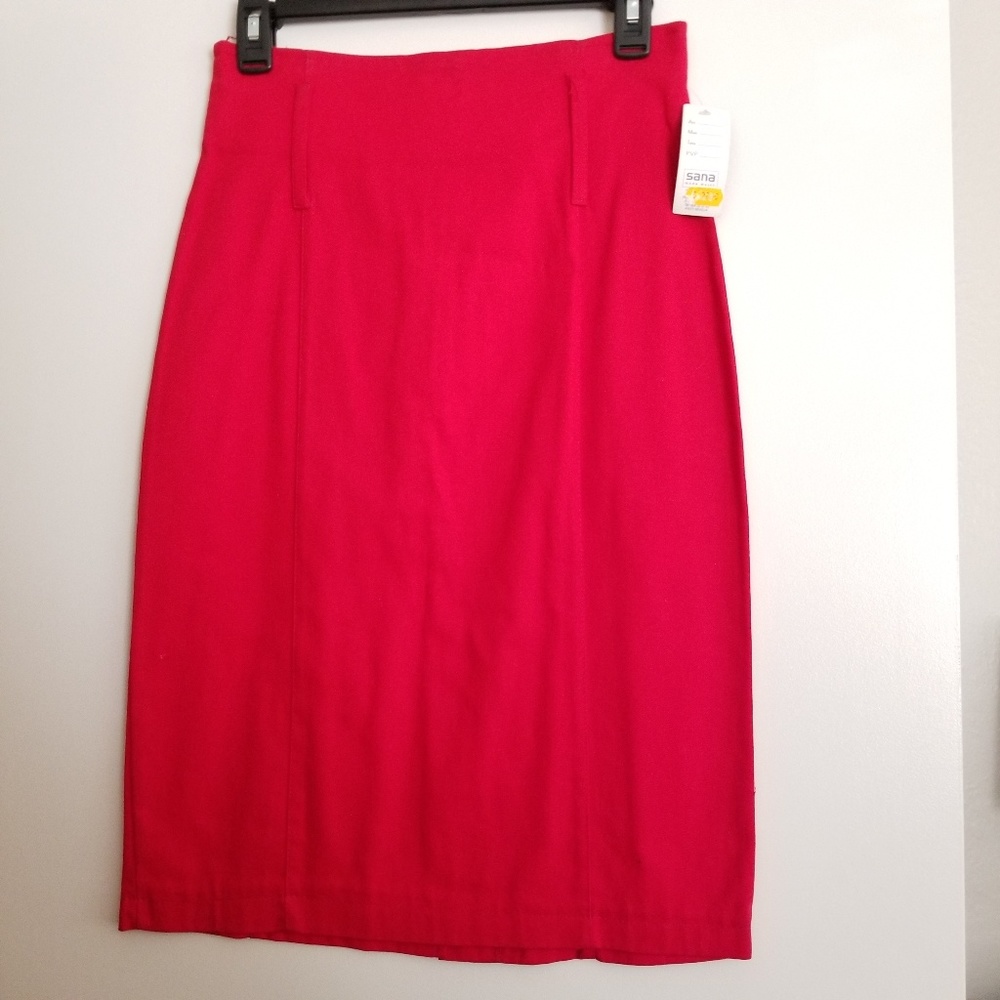 Red high waisted skirt